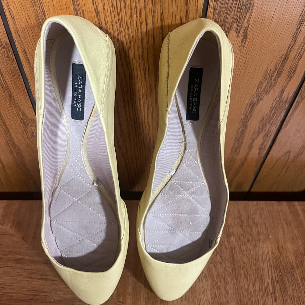 Zara Basic Collection" Shoes Lemon Yellow Leather… - image 8